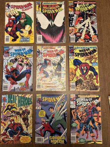 Lot of 9 Spider-Man Marvel Comic Books Early 90s Vintage