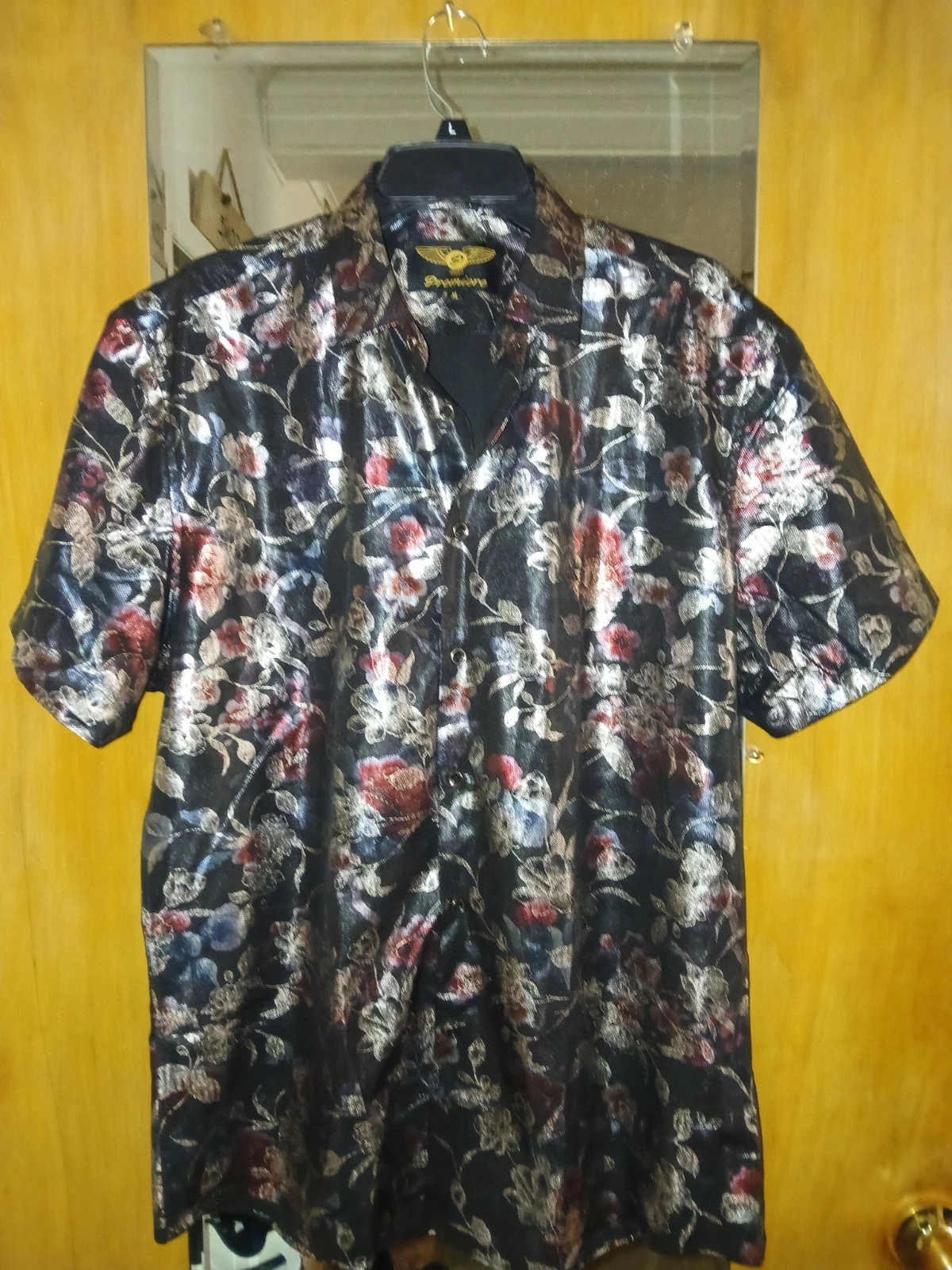 Premiere Extra Large Mens Fkash Apparel Black And Gold Floral Luxury Shirt...