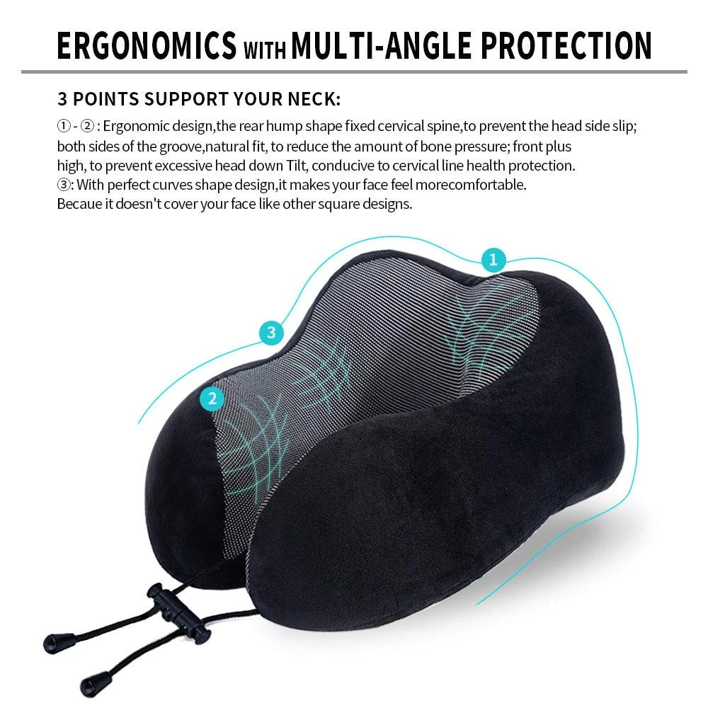 Travel Pillow, Best Memory Foam Neck Pillow Head Support Soft Pillow for Slee...