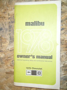 1978 CHEVROLET MALIBU OWNERS OPERATORS MANUAL ORIGINAL GLOVE BOX BOOK