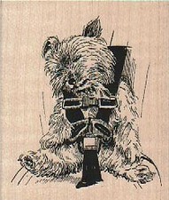 Dog In DogSeat 2 1/4 x 2 1/2" Rubber Stamp, Animal Stamp, Dog Stamp