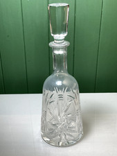 VINTAGE ART DECO STIL FÄCHERRAD MUSTER WEINGLAS KARAFFE MIT MASSIVEM STOPFEN