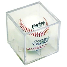 Baseball Cube Holder Display Case with Built in Stand