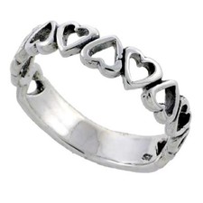 Sterling Silver Hearts Cut-out Wedding Band Ring