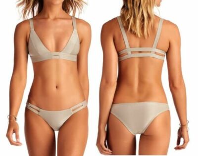 Vitamin A Neutra Bralette Top XS / 4 & Bottoms S / 6 Moonlight Metallic Silver