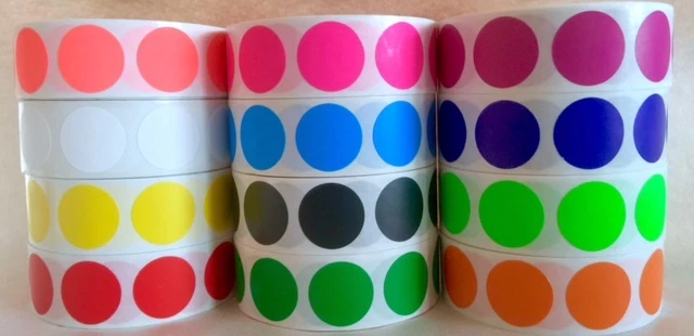 DISCOUNTSIZING 1000/ROLL 3/4" CIRCLE COLOR CODED LABEL DOT STICKERS INVENTORY CODE (12 COLORS)