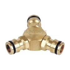 Brass 12mm Three 3 Way Coupling Water Garden Hose Fitting Connector Joiner
