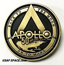 APOLLO 11 50th - LUNAR FLOWN METAL - BACK TO THE MOON, ON TO MARS - ORIGINAL PIN