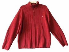 Ralph Lauren Polo Jeans Co Sweater Men s Extra Large Red Quarter Zip Flag
