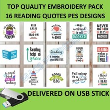 Reading Quotes PES USB brother designs Machine Embroidery files Janome Books