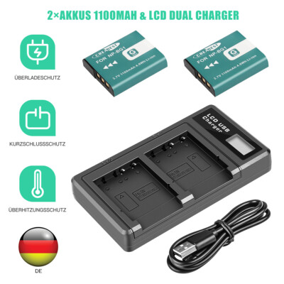 PowerTrust 2 Stück NP-BG1 NP-FG1 Akku + Ladegerät Mit Typ-C