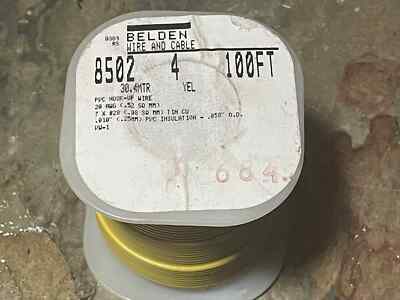 1x new spool Belden 8502-4 Yellow PVC Hook-Up Wire 20AWG (100 FEET)