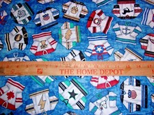 Hockey Uniform Top Apparel Toss Face Off BLUE Cotton Fabric Dan Morris BHTY