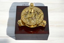 Brass Sundial Compass for Hiking Vintage Nautical Compass with Wooden box
