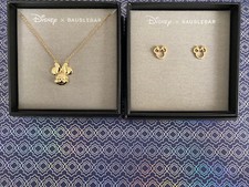 NEW Set of Disney X Baublebar Minnie Mouse Gold Earrings Necklace Set
