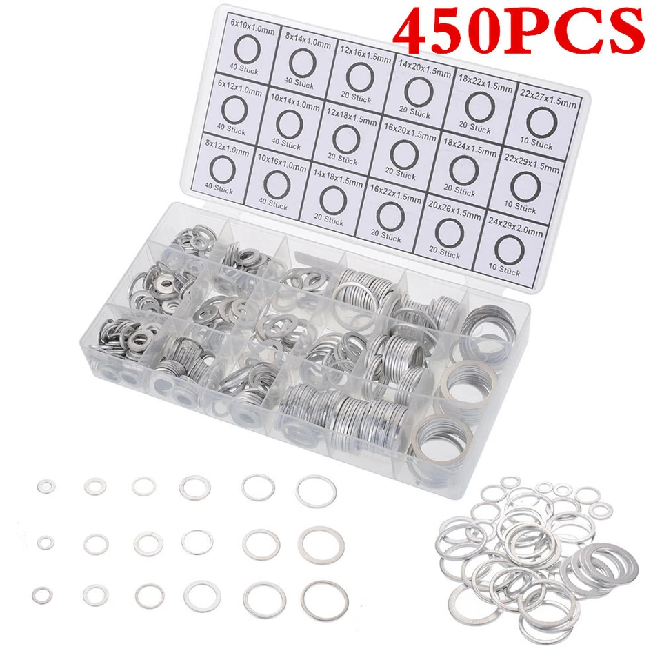 Anillo de sellado de juntas de metal plano para arandelas de aluminio puro para automóvil tamaño 18 450 piezas plateado Foto 2 de 4