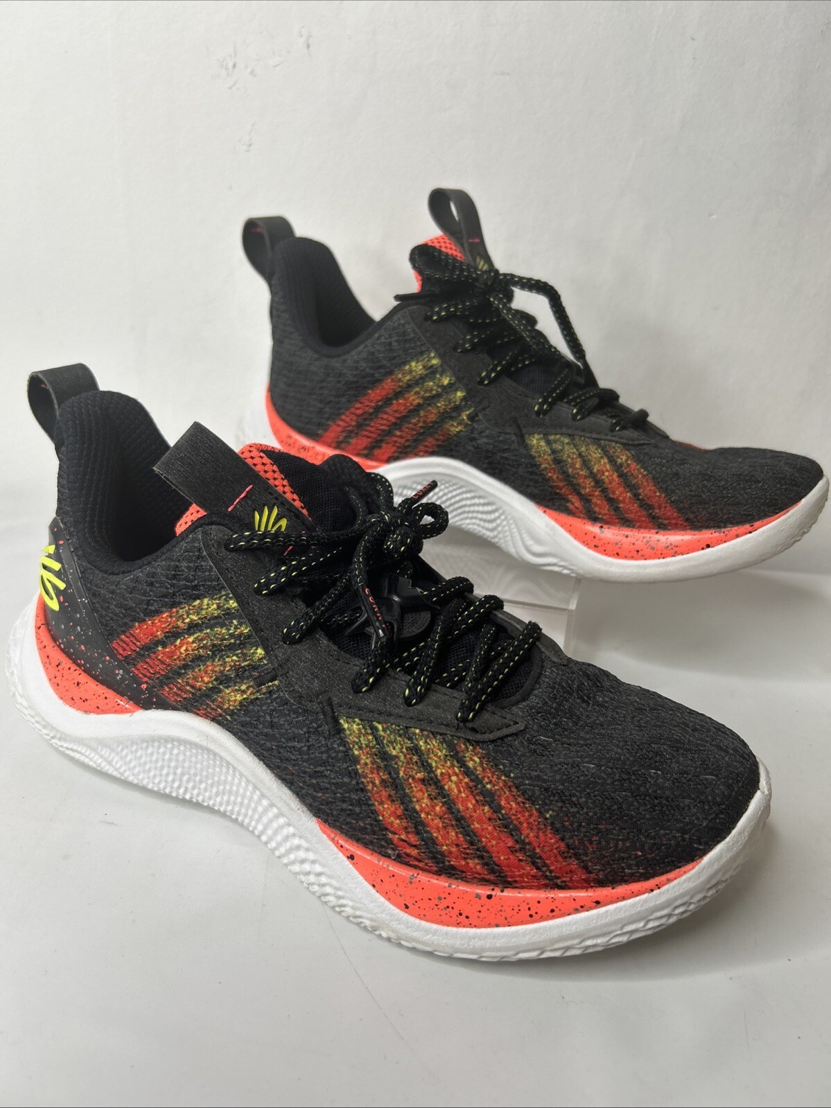 UNDER ARMOUR Curry 10 Iron Sharpens Iron Basketball Shoes Mens 7.5 Black Orange