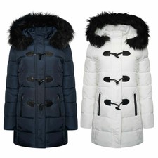 Womens Quilted Warm Hooded Winter Padded Jacket Zip Water Repellent Puffa Coat