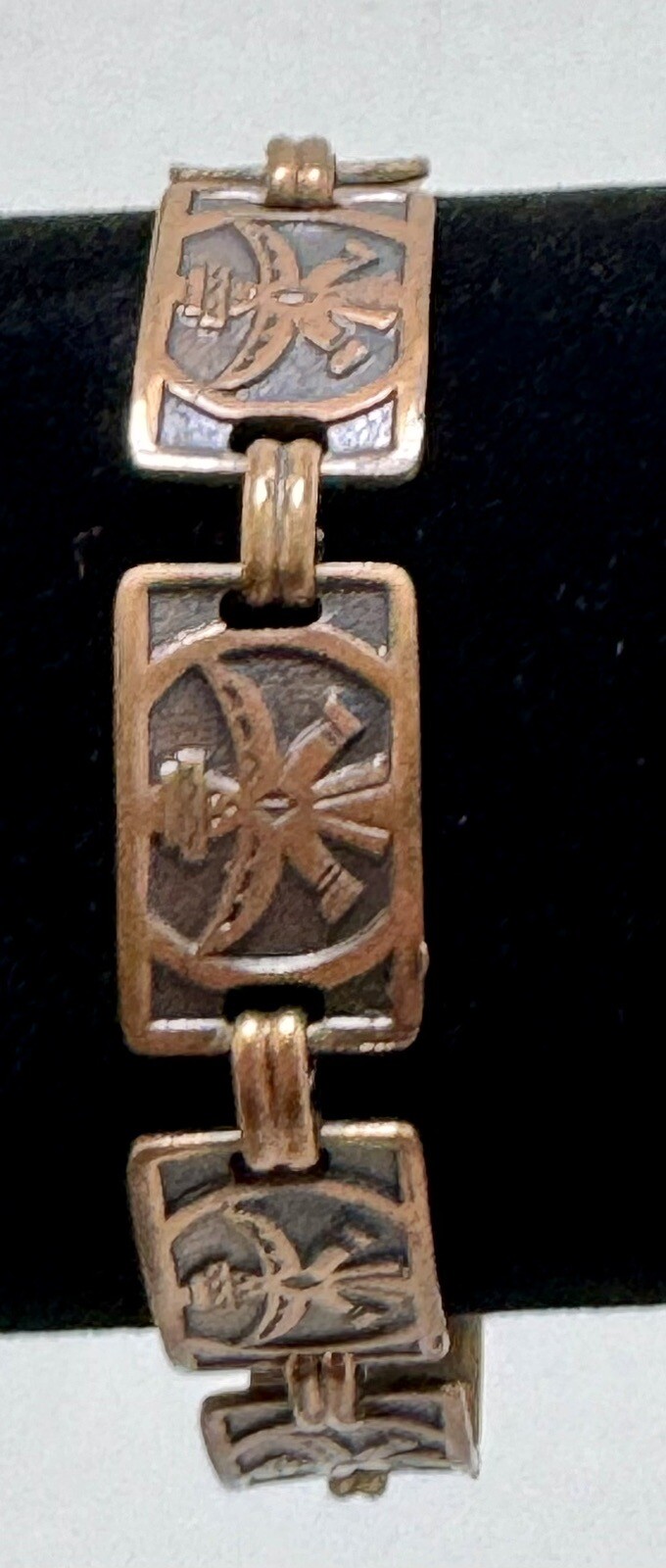 Vintage Solid Copper Panel Linked  Bracelet South… - image 2