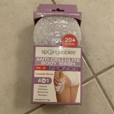 Spongeables Anti-Cellulite Body Wash In A Sponge Lavender Bloom 4 in 1 20+ Wash
