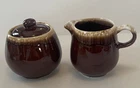 Vintage 1960s ~ McCoy Sugar & Creamer w/Lid ~  Brown Drip ~ #7020 ~ USA