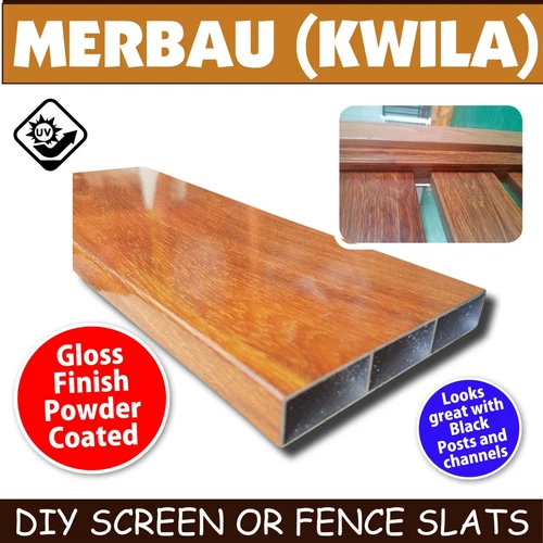 100 x 16mm UV Fencing Frame 4800mm Wood Merbau Aluminium Slat Screen Fence - Picture 2 of 9