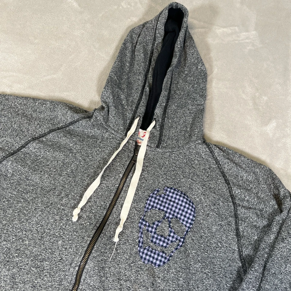 Sudadera con Capucha Left Field NYC EE. UU. Parche Calavera Para Hombre Grande Gris Cremallera Completa Grunge Patín Y2K Foto 3 de 4