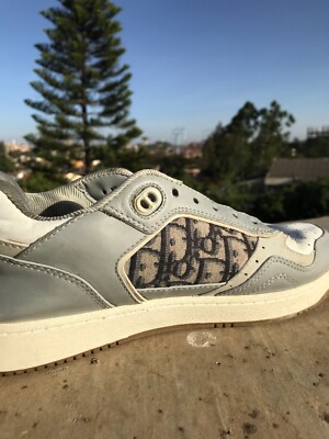 DIOR B27 LOW-TOP SNEAKER GRAY/WHITE&BEIGE CALFSKIN OBLIQUE