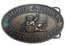 Mothers And Fathers Italian Association Belt Buckle Vintage Brass Sicily
