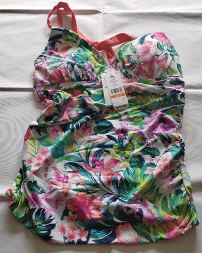 Tommy Bahama White Fleur De Flora Rev Tankini Top Size S/P