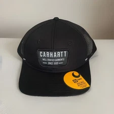 Carhartt Men's Hat Canvas  Mesh-Back Script Cap  Adjustable Fit