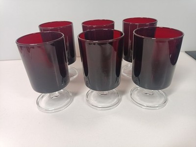 6 Vintage Glas Luminarc Rubinrot Sherry Wein Aperitif Gläser 70er Jahre ohne Box
