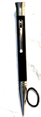 Unmarked Black/Chrome TRIM LONG-NOSED Flat Top Working Mech Pencil