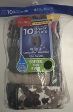 Hanes Boxer Briefs Boys L 12/14 Tagless Cool Comfort 10 Pair Underwear NEW