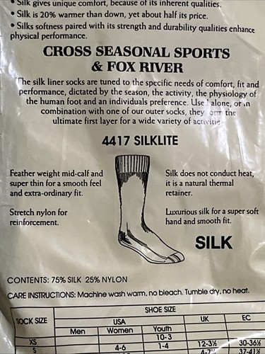 Fox River Silk Sock Liner 4417 Silklite Natural Gr. M Mid-Calf - Bild 7 von 9