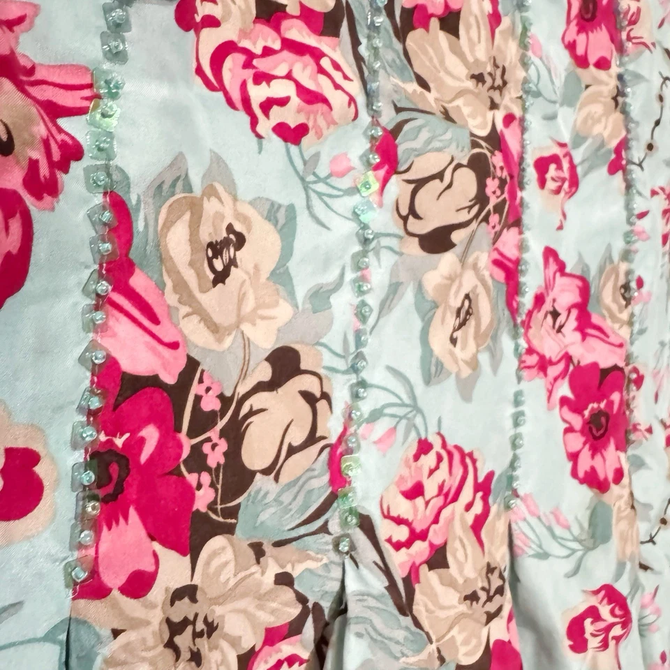 Falda 100% Seda Con Cuentas Talla 10 Multi Floral Y2K Hada Caprichosa Fiesta Mac & Jac Foto 4 de 4