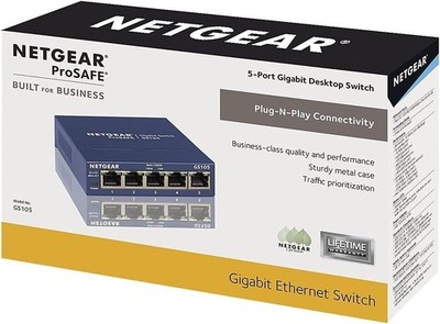 NETGEAR ProSAFE GS105 5-Port Gigabit Ethernet Switch RJ-45