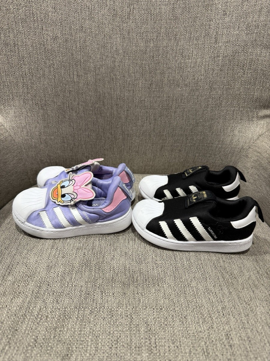 Lot Of Adidas Disney Daisy Duck & Black Superstar 360 Toddler Kids Shoes  Size 7K | eBay