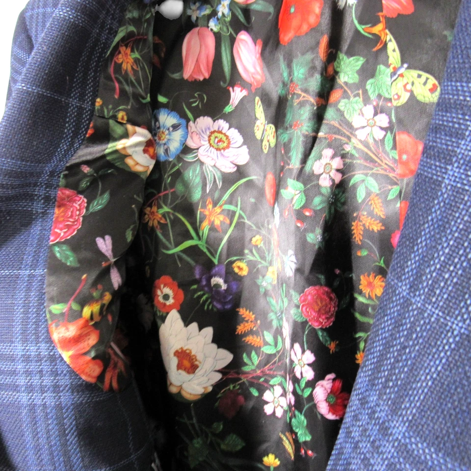 INDOCHINO Navy WOOL 2-Buttons KINGSCOURT BASKETWEAVE PLAID Blazer/Pants SUIT 38 - Image 3 of 4