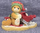 2003 Enesco Calico Kittens #11280 "You Add Sparkle to the Season" Red Sled