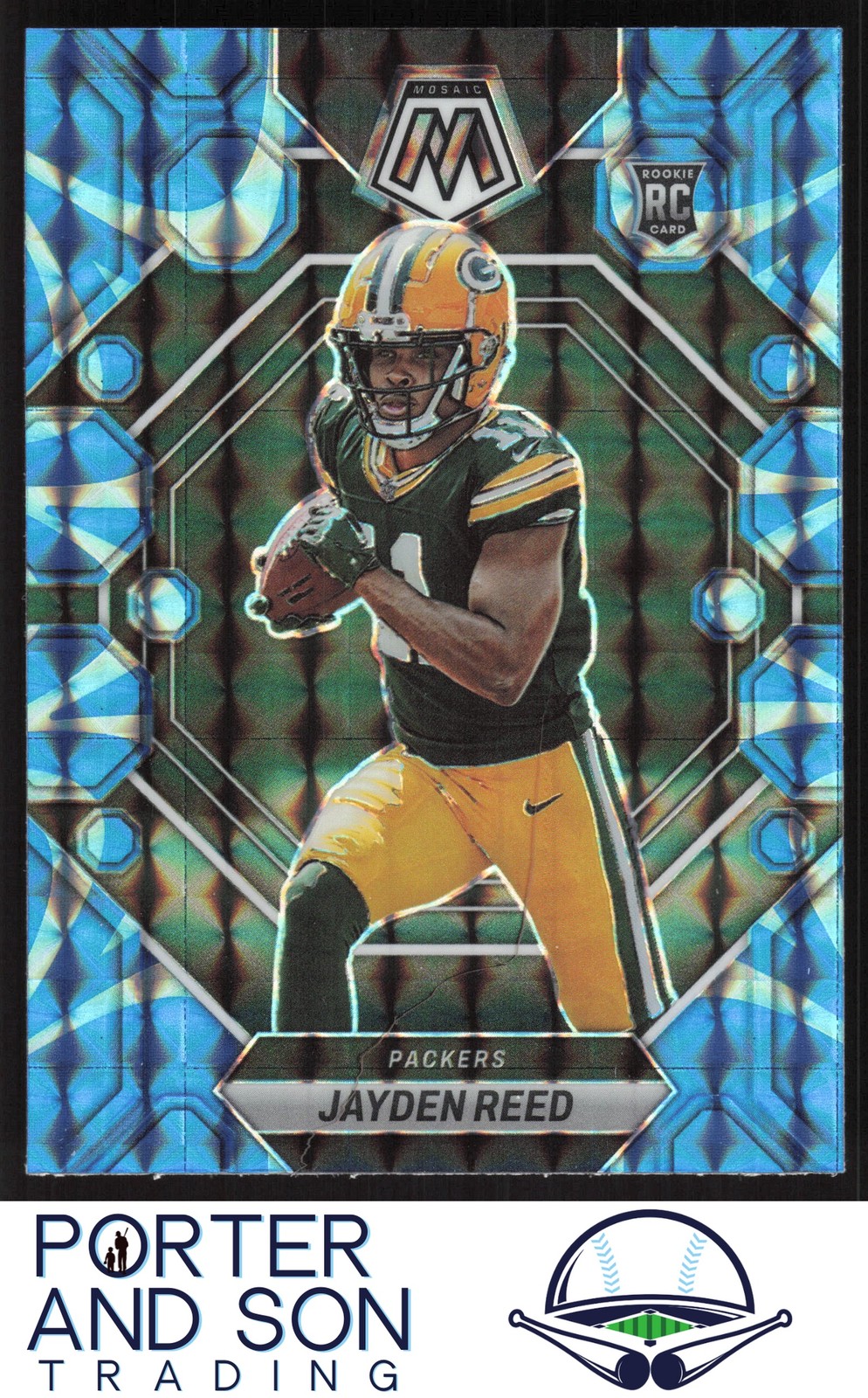 Jayden Reed RC Reactive Blue Mosaic 2023 Panini Mosaic #333 Green Bay Packers