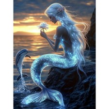 Mermaid Diamond Art Kits for Adults,Dolphin Diamond Painting Kits,5D Full Dri...