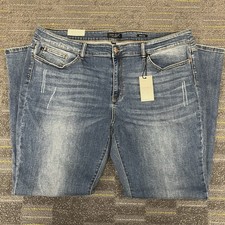 JUDY BLUE Jeans Womens Size 24W Boot Cut Blue Mid Rise Whiskered Denim NEW Tags