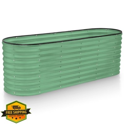 Plant and Plot 6x2x2ft Galvanized Raised Garden Bed Planter Light Green