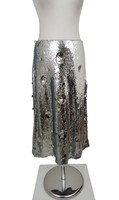 M&S Women's Midaxi A-line Skirt Embellished Silver Sequin Lined Back Zip New