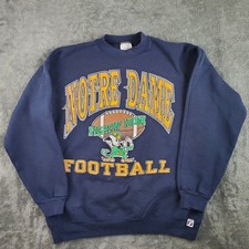 Logo 7 Sweatshirt Mens L Blue Notre Dame Fighting Irish Crew Pullover Vintage