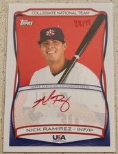 2010 USA Baseball Autographs Red #A36 Nick Ramirez #'d 88/99