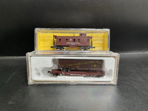 Remolque plano vintage Con-Cor escala N Pennsylvania TrucTrain y Atlas Caboose 3583 | Zustand: Used