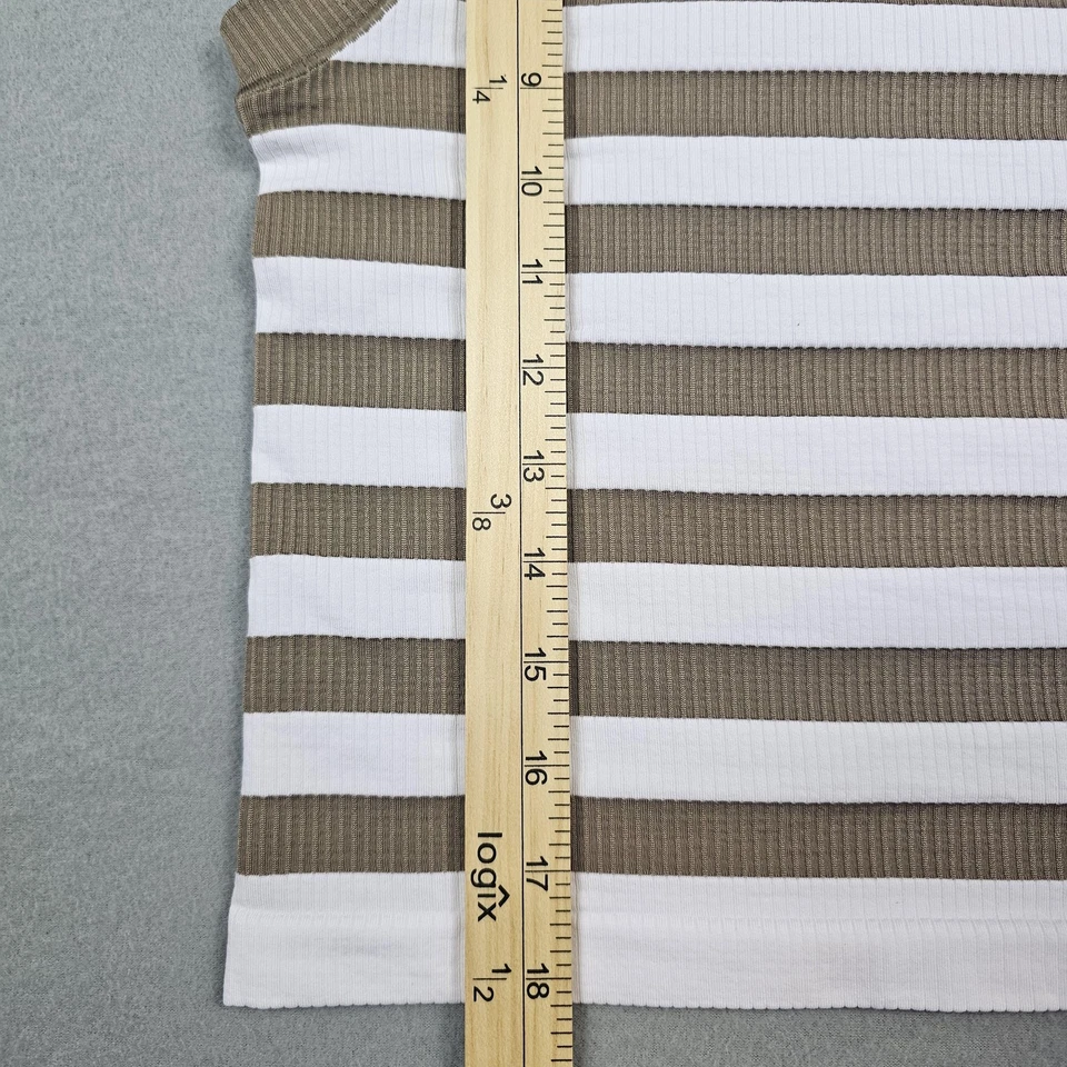 Camiseta sin mangas Athleta para mujer mediana marrón blanca a rayas renovar sin costuras músculo acanalado Foto 2 de 4