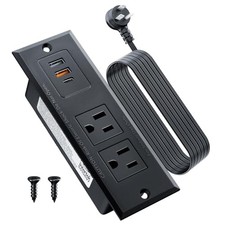 Recessed Power Strip with USB C Fast Charging Conference USB 18W Black